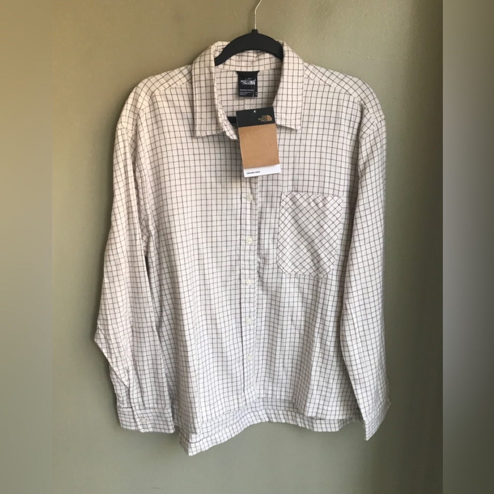 NWT! The North Face Women’s Arroyo Flannel Shirt White Dune Grid Size: M